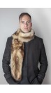 Polecat fitchew fur stole-scarf, cream